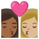 Kiss: Woman, Woman, Medium-Dark Skin Tone, Medium-Light Skin Tone