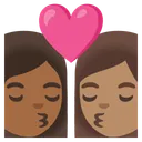 Kiss: Woman, Woman, Medium-Dark Skin Tone, Medium Skin Tone