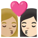 Kiss: Woman, Woman, Medium-Light Skin Tone, Light Skin Tone