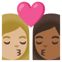Kiss: Woman, Woman, Medium-Light Skin Tone, Medium-Dark Skin Tone
