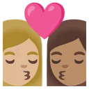 Kiss: Woman, Woman, Medium-Light Skin Tone, Medium Skin Tone