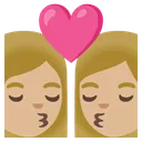 Kiss: Woman, Woman, Medium-Light Skin Tone