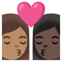 Kiss: Woman, Woman, Medium Skin Tone, Dark Skin Tone