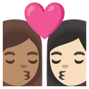 Kiss: Woman, Woman, Medium Skin Tone, Light Skin Tone
