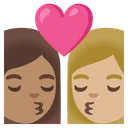 Kiss: Woman, Woman, Medium Skin Tone, Medium-Light Skin Tone