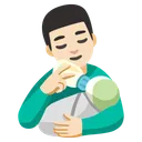 아기에게 젖을 먹이는 남자: 밝은 피부 톤