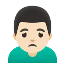 찡그린 남자: 밝은 피부 톤