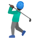 Man Golfing: Dark Skin Tone