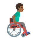 Man in Manual Wheelchair Facing Right: Medium-Dark Skin Tone