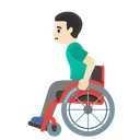 Man in Manual Wheelchair: Light Skin Tone