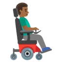 Man in Motorized Wheelchair Facing Right: Medium-Dark Skin Tone