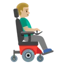 Man in Motorized Wheelchair Facing Right: Medium-Light Skin Tone