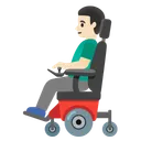 Man in Motorized Wheelchair: Light Skin Tone
