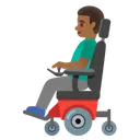 Man in Motorized Wheelchair: Medium-Dark Skin Tone