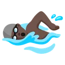 Man Swimming: Dark Skin Tone