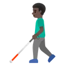 Man with White Cane: Dark Skin Tone