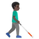 Man with White Cane Facing Right: Dark Skin Tone