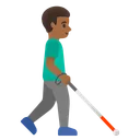Man with White Cane Facing Right: Medium-Dark Skin Tone