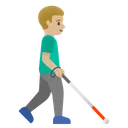 Man with White Cane Facing Right: Medium-Light Skin Tone