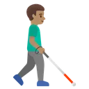 Man with White Cane Facing Right: Medium Skin Tone