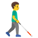 Man with White Cane Facing Right