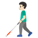 Man with White Cane: Light Skin Tone