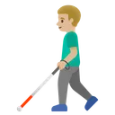 Man with White Cane: Medium-Light Skin Tone