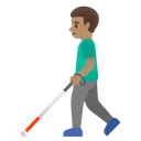 Man with White Cane: Medium Skin Tone
