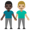 Men Holding Hands: Dark Skin Tone, Medium-Light Skin Tone