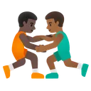 Men Wrestling: Dark Skin Tone, Medium-Dark Skin Tone