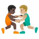 Men Wrestling: Dark Skin Tone, Medium-Light Skin Tone