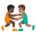 Men Wrestling: Dark Skin Tone, Medium Skin Tone