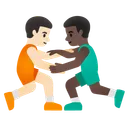 Men Wrestling: Light Skin Tone, Dark Skin Tone