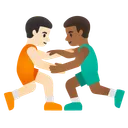 Men Wrestling: Light Skin Tone, Medium-Dark Skin Tone