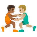 Men Wrestling: Medium-Dark Skin Tone, Medium-Light Skin Tone
