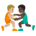 Men Wrestling: Medium-Light Skin Tone, Dark Skin Tone