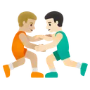 Men Wrestling: Medium-Light Skin Tone, Light Skin Tone