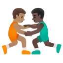 Men Wrestling: Medium Skin Tone, Dark Skin Tone