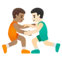 Men Wrestling: Medium Skin Tone, Light Skin Tone