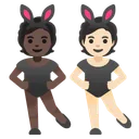 People With Bunny Ears: Dark Skin Tone, Light Skin Tone