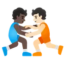 People Wrestling: Dark Skin Tone, Light Skin Tone