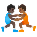 People Wrestling: Dark Skin Tone, Medium-Dark Skin Tone