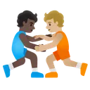 People Wrestling: Dark Skin Tone, Medium-Light Skin Tone