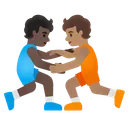 People Wrestling: Dark Skin Tone, Medium Skin Tone