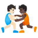 People Wrestling: Light Skin Tone, Dark Skin Tone