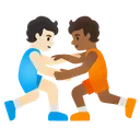 People Wrestling: Light Skin Tone, Medium-Dark Skin Tone