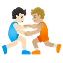 People Wrestling: Light Skin Tone, Medium-Light Skin Tone