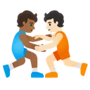 People Wrestling: Medium-Dark Skin Tone, Light Skin Tone