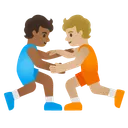 People Wrestling: Medium-Dark Skin Tone, Medium-Light Skin Tone