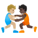 People Wrestling: Medium-Light Skin Tone, Dark Skin Tone